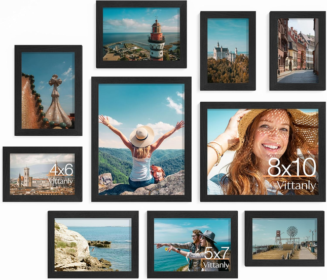 10-Pack Black Picture Frame Collage Set