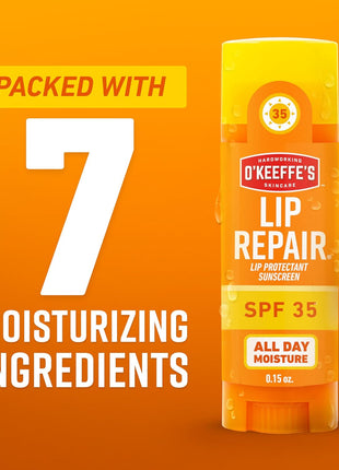Lip Repair SPF 35 Lip Balm - Stick (3 Pack) - Sun-Safe Moisturizer for Extremely Cracked, Dry Lips