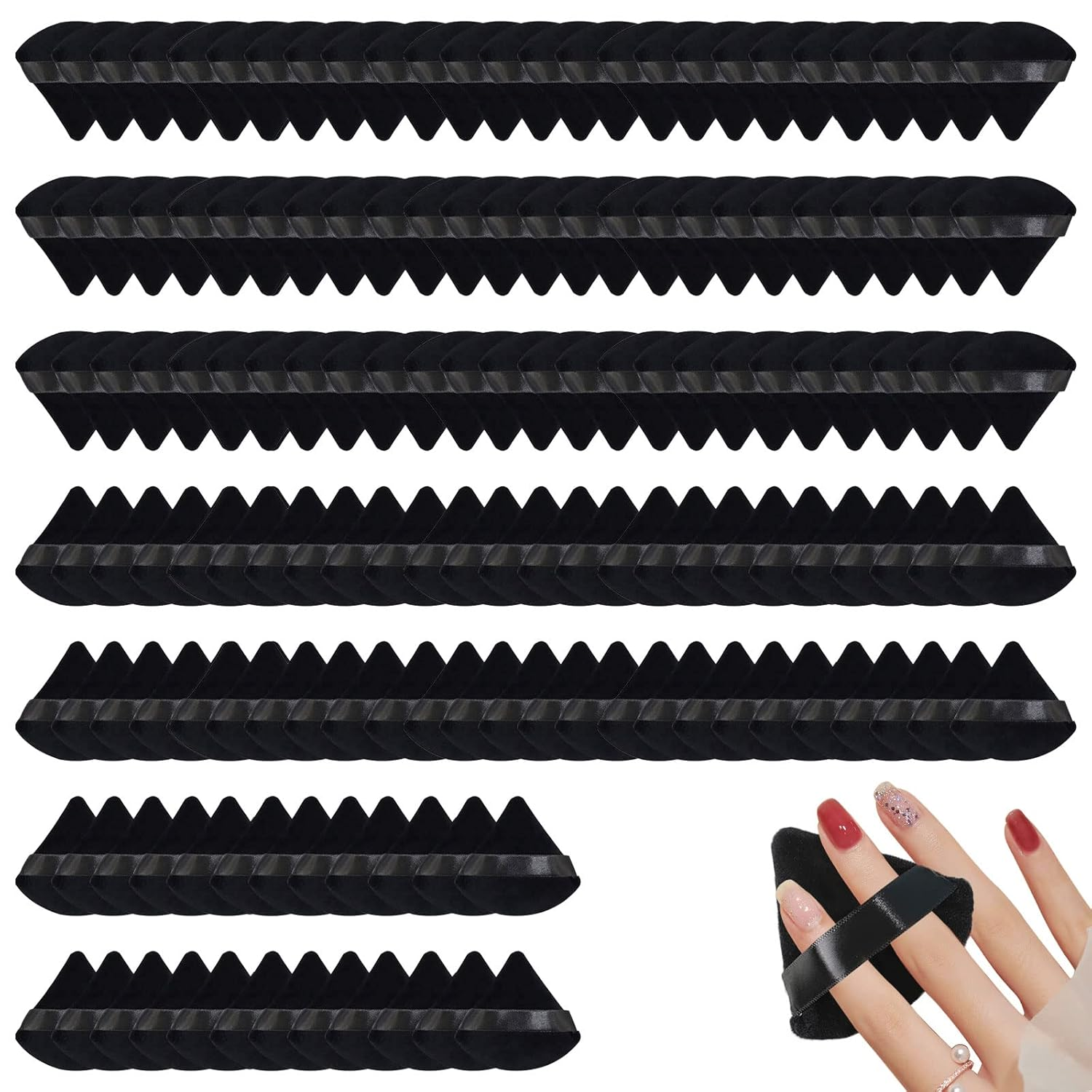 150 Pcs Powder Puff Face Soft Triangle Makeup Puff for Loose Powder Mineral Powder Body Powder Velour Cosmetic Foundation Wet Dry Sponge Makeup Tools (Black)