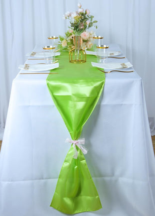 10 Pack Lime Green Satin Table Runners 12X108 Inches Party Table Runner Bright Smooth Table Runner Wedding Party Decorations for Table Green Table Runners