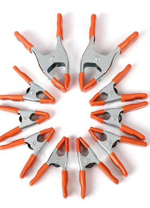 6-Inch, 4-Inch Heavy Duty Metal Spring Clamps Set, 2-Inch, 1-Inch Jaw Opening, with Protective Handles and Tips, 10-Piece