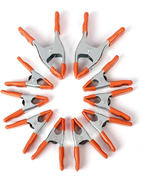 6-Inch, 4-Inch Heavy Duty Metal Spring Clamps Set, 2-Inch, 1-Inch Jaw Opening, with Protective Handles and Tips, 10-Piece