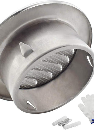 4 Inch round Soffit Air Vent Stainless Steel Louver Grille Cover Wall Air Ventilation Outlet Hood with Built-In Screen Mesh for Kitchen Bedroom Bathroom Office Etc