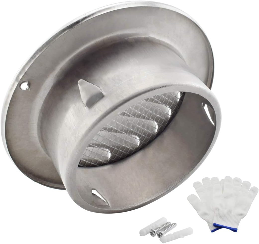 4 Inch round Soffit Air Vent Stainless Steel Louver Grille Cover Wall Air Ventilation Outlet Hood with Built-In Screen Mesh for Kitchen Bedroom Bathroom Office Etc