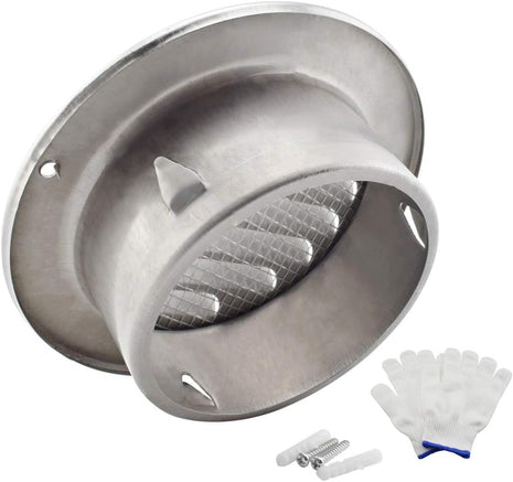 4 Inch round Soffit Air Vent Stainless Steel Louver Grille Cover Wall Air Ventilation Outlet Hood with Built-In Screen Mesh for Kitchen Bedroom Bathroom Office Etc