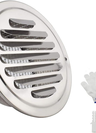 4 Inch round Soffit Air Vent Stainless Steel Louver Grille Cover Wall Air Ventilation Outlet Hood with Built-In Screen Mesh for Kitchen Bedroom Bathroom Office Etc
