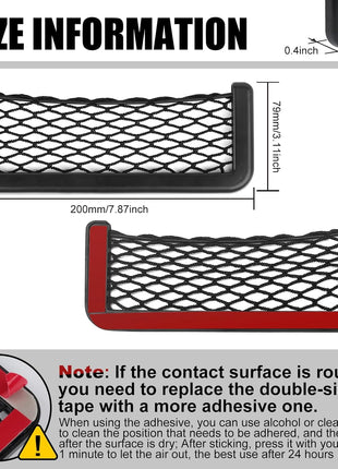 ABS Plastic Frame Automotive Cargo Nets Car Net Pocket Phone Car Mesh Net Holder RV Storage Boat Cargo Pocket Organizer Framed Mesh Net Pocket with Screws for Auto RV Net(2, 8 X 3.1 Inch)