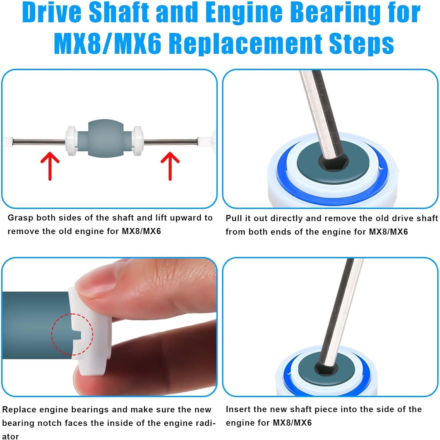 2 Packs Pool Cleaner Parts for MX8 MX8EL MX6 MX6EL Elite, Pool Cleaner Drive Shaft Tune-Up Accessories Assembly Pool Cleaner Replacement Parts for Zodiac, with Pool Engine Wheel Bearing