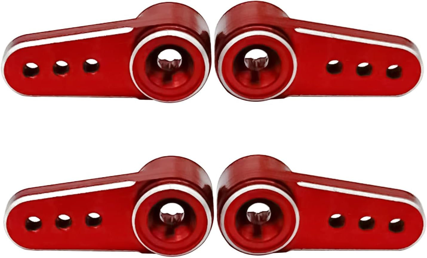 4Pack Aluminum 15T Servo Horn Arms RC Mini Servo Horns Toy Car Accessories Compatible with Emax ES08MA Servo Fit for Axial SCX24 1/24 RC Crawler (Red)