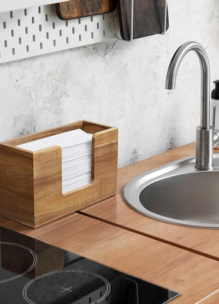 Paper Towel Dispenser Countertop, Acacia Wood Bathroom Paper Towel Holder, Napkin Holder for Kitchen, Multifold C-Fold, Z-Fold, Trifold for Bathroom Toilet Home