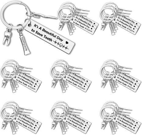 24Pcs Dentist Keychain Gifts for Men Women Dental Hygienist Jewelry Bulk Gifts for Dentist Assistant Keyring Dentist Graduation Gift Nurse Doctor Dentist Office Orthodontist Gift