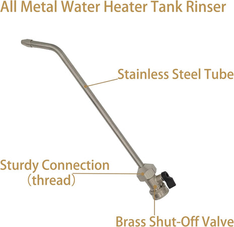 All Metal RV Water Heater Tank Rinser | RV Hot Water Tank Flush Wand | Cleanses and Removes Sediment from the Bottom of RV Water Heater |Extends Life of RV Water Heater (17 Inch)