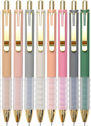 Ballpoint Pens Black Medium Point 1Mm Pen with Super Soft Grip Ball Point Pen for Men Women Retractable Pens (Gold-12 Pcs)