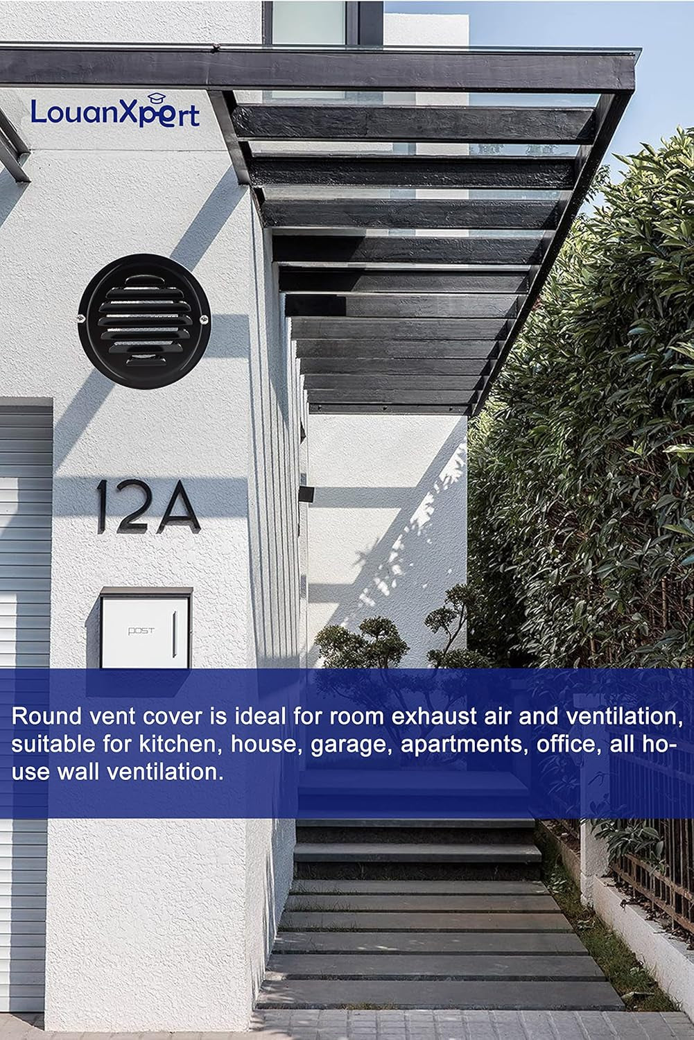 4 Inch round Air Vent Cover, Stainless Steel Soffit Vent Cover Louvered Grille Wall Vent with Built-In Fine Mesh for Garage, Apartment, RV (100Mm - 2PCS)