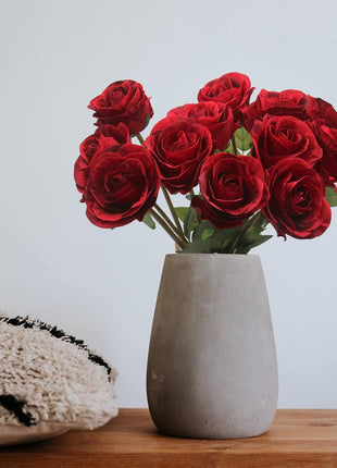 Artificial Roses Flowers for Flower Arrangement, 12 Pcs Silk Red Rose Bouquet for Home Decoration, Faux Roses for Parties and Wedding Decoration (Red, 12)
