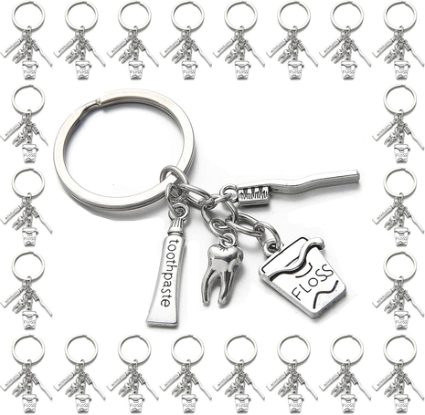 20PCS Toothbrush Toothpaste Keychain Tooth Shape Keyring Dentist Keychain Dental Hygienist Gift Dental Student Gift Dentist Graduation Gifts Christmas Birthday Gifts