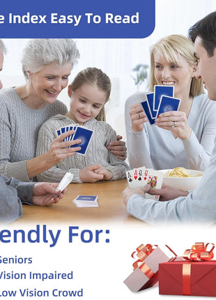 Large Print Playing Cards 6 Pack, Deck of Cards for Seniors, Vision Impaired, Low Vision Crowd, Poker Playing Cards for Blackjack, Euchre, Canasta Cards Game, Jumbo Index