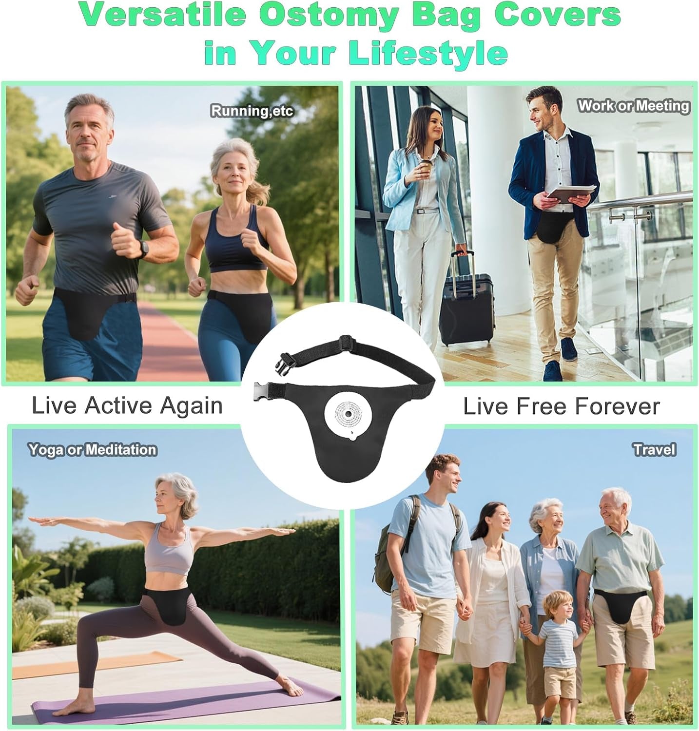 Ostomy Belts for Men and Women Adjustable Stealth Belt for Ostomy Bag Men Women Breathable Ostomy Colostomy Bag Covers for Women Colostomy Supplies