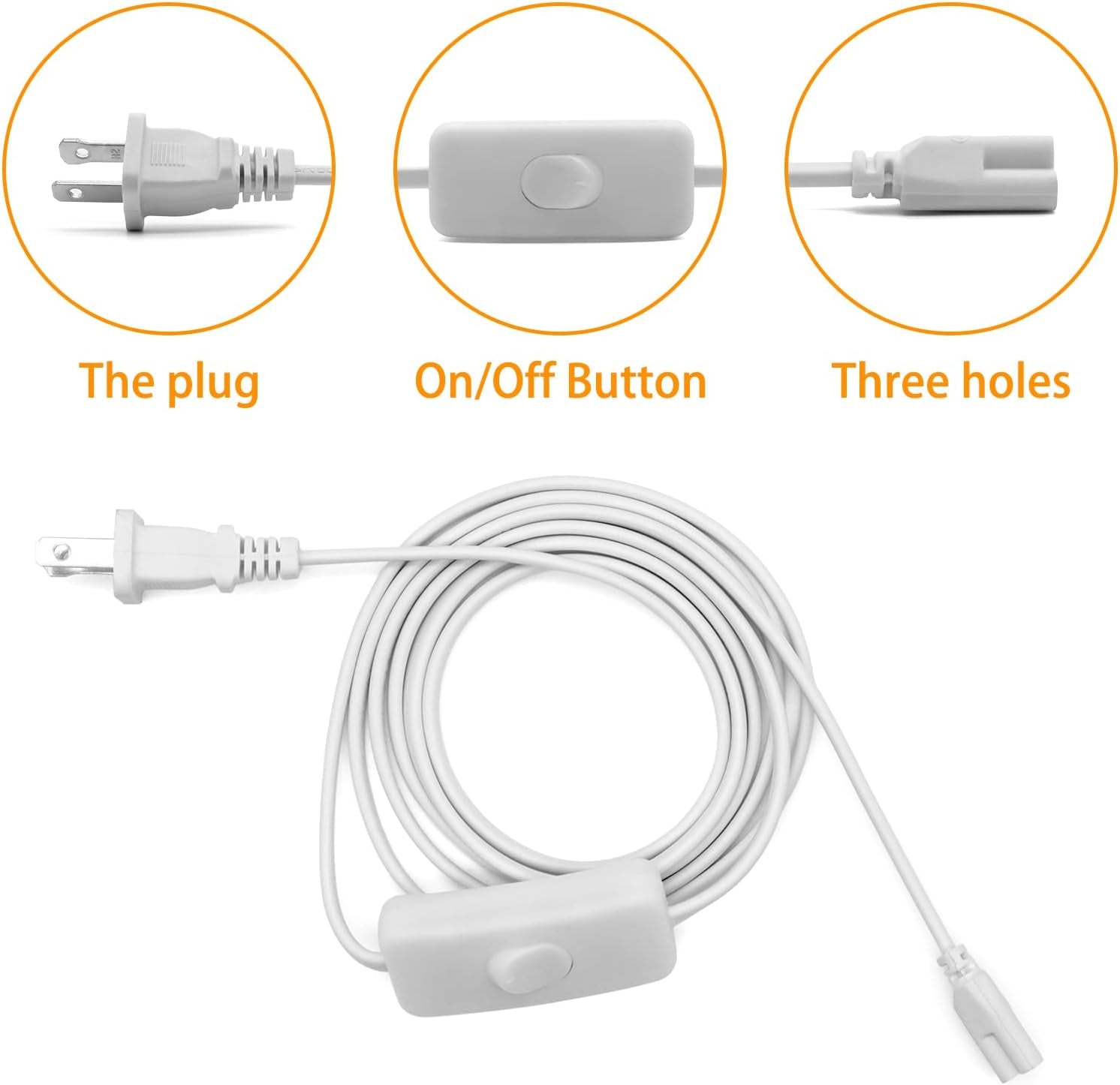 T5 T8 LED Tube Power Extension Cable with On/Off Switch,Led T5/T8 Light Tube Integrated LED Light Fixture Extension Cable Wire (6FT/1.8M) 3-Pack