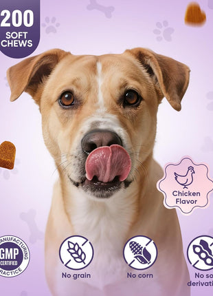 Glucosamine for Dogs 200Pcs Joint Support Supplement Dog Hip and Joint Chondroitin Chews Treats with MSM Dog Joint Pain Relief Mobility Supplements Chicken Flavor Fit All Large Small Medium Breed