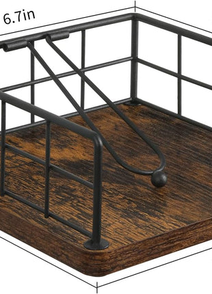 Napkin Holder for Table, Farmhouse Napkin Holders with Weighted Arm, Wood Rustic Napkin Holders for Paper Napkins, Napkins Holder for Kitchen, Dining Table