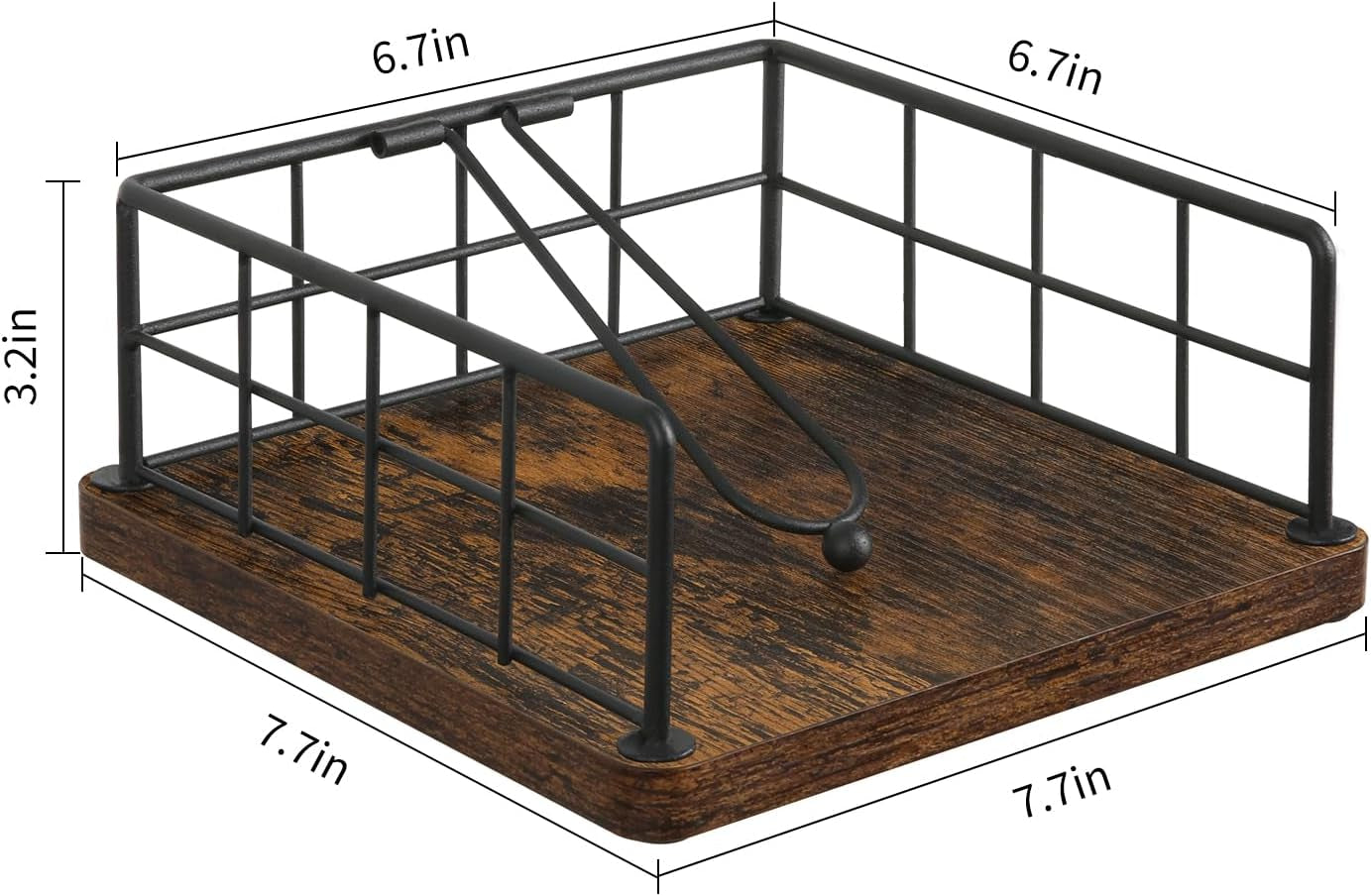 Napkin Holder for Table, Farmhouse Napkin Holders with Weighted Arm, Wood Rustic Napkin Holders for Paper Napkins, Napkins Holder for Kitchen, Dining Table