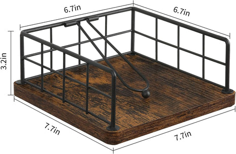 Napkin Holder for Table, Farmhouse Napkin Holders with Weighted Arm, Wood Rustic Napkin Holders for Paper Napkins, Napkins Holder for Kitchen, Dining Table