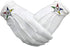 Order of the Eastern Star Hand Embroidered Cotton White Masonic Gloves