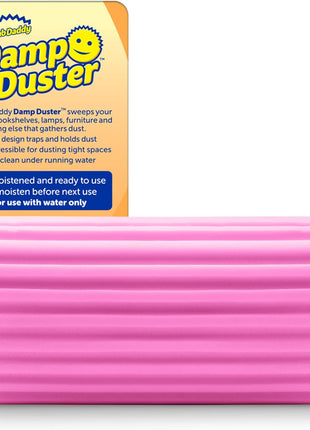 Damp Duster, Multipurpose Dusters for Cleaning - Wooden & Venetian Blind Cleaner Tool, Ridged Wet Dust Sponge for Skirting Board, Radiator, Blinds & Mirrors, Home Cleaning Products, Pink