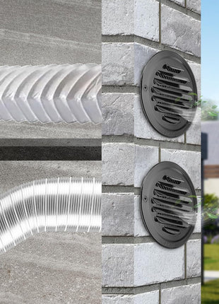 2 PCS 4 Inch Stainless Steel Air Vents round Black Soffit Vent Cover Air Vent Flat Ducting Air Outlet with Built-In Fine Mesh for Kitchen, Bathroom, Garage, Office and Warehouse Ventilation