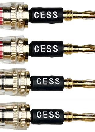 CESS-187 Banana Plug Connect to Spade Fork Plug Speaker Cable Adapter, 4 Pack