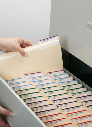 File Folders Letter Size, Reinforced 1/3-Cut Tab, Assorted Positions, Letter Size, Manila Folders 8.5 X 11, 100 per Box (10334)