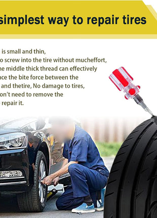 60PCS Tire Repair Rubber Nail, Vacuum Tire Repair Kits Spiral Rubber Nails, Tire Screw Plug Fast Tool Self Service Tire Repair Nail for Car, Motorcycle, Truck, Tractor Tire Puncture Repair
