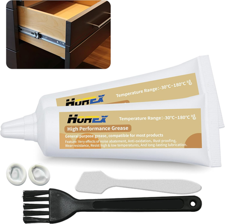 2Pcs Drawer Slide Grease Cabinet Lubricant Door Hinge Window Sliding Rails Lithium Lube anti Seize Squeak Rust Hardware Home Furniture Accessories for Kitchen Desk Dresser Closet Damper(20G*2)