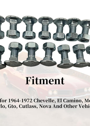 28-Pack Front & Rear Bumper Bolts Kit Stainless Cap for 1964-1972 Chevelle, Nova, Lemans, Cutlass,El Camino,Monte Carlo,Gto 4A00080-A