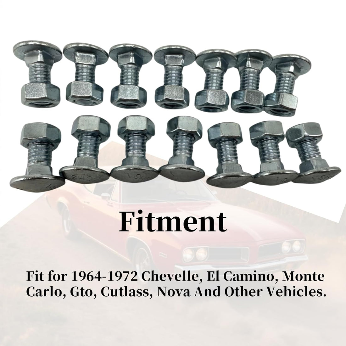 28-Pack Front &amp; Rear Bumper Bolts Kit Stainless Cap for 1964-1972 Chevelle, Nova, Lemans, Cutlass,El Camino,Monte Carlo,Gto 4A00080-A