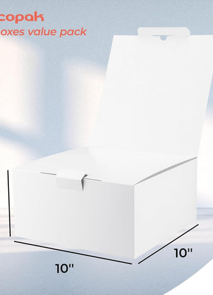 8 Pack 10X10X5 Gift Boxes, Large White Gift Boxes with Lids for Presents, Ideal for Birthday Bridesmaid Proposal Christmas Thank You Business