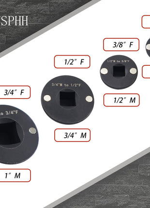 4PCS Low Profile Impact Socket Adapter Set. Drive Ratchet Adapter Set (1" to 3/4", 3/4" to 1/2", 1/2" to 3/8",And 3/8" to 1/4"）
