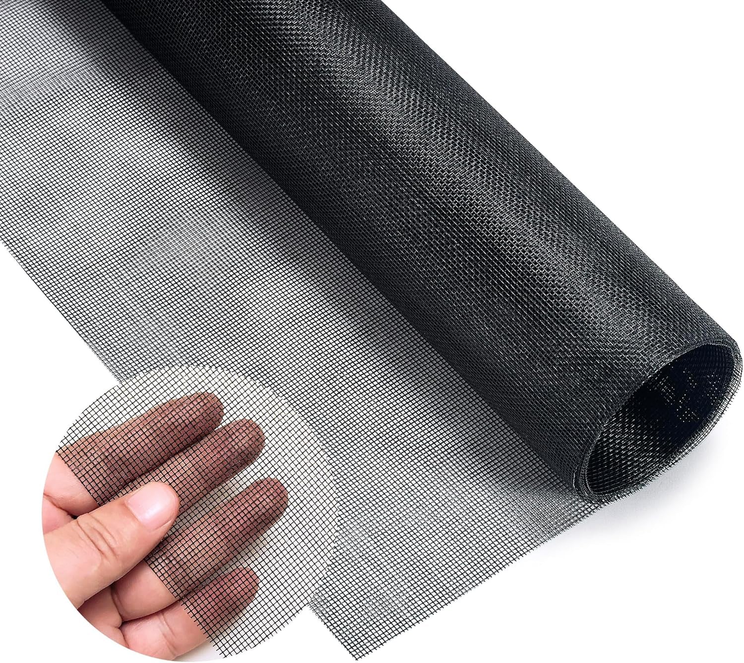 OVISEEN Insect Mesh, Fiberglass Window Screen Mesh 47 X 98 Inches Fly Screen Adjustable Mesh Replacement, Flies Mosquitoes Bugs Net for Windows Doors Patio (Black)