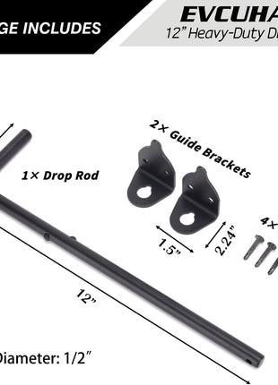 12" Cane Bolt Heavy-Duty Drop Rod for Gate, Gate Ground Latch for Wooden Fences Metal Gates Doors, Metal Gates Doors Stopper for Gate Ground, Wrought Iron Gate Latches, Black Finish(1 Pack)