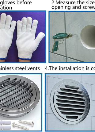 4 Inch round Soffit Air Vent Stainless Steel Louver Grille Cover Wall Air Ventilation Outlet Hood with Built-In Screen Mesh for Kitchen Bedroom Bathroom Office Etc