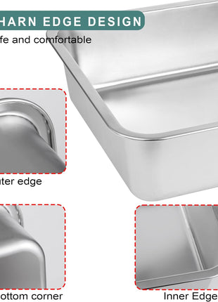 Stainless Steel Cat Litter Box for Big Cats,Small Stainless Steel,Large Metal Cat Litter Box-Easy to Clean.(17.5" L X 13.6" W X 4.1" H).