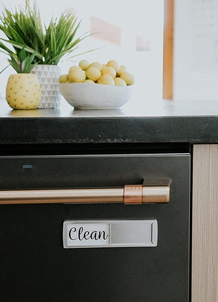 Dishwasher Magnet Clean Dirty Sign, Clean Dirty Magnet for Dishwasher, Rustic Farmhouse Kitchen Decor, Magnetic Dish Washer Sign Indicator, Sliding Rustic Dish Washer Signs, Black & White Wood