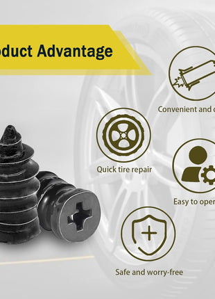 60PCS Tire Repair Rubber Nail, Vacuum Tire Repair Kits Spiral Rubber Nails, Tire Screw Plug Fast Tool Self Service Tire Repair Nail for Car, Motorcycle, Truck, Tractor Tire Puncture Repair