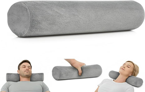 Firm Cervical Neck Roll Memory Foam Pillow, Bolster Pillow, round Neck Support for Sleeping | Bolster for Bed, Legs, Back and Yoga