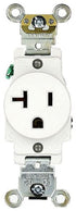 20 Amp, 125 Volt, Industrial Heavy Duty Grade, Single Receptacle, Straight Blade, Self Grounding, 5361-W, White