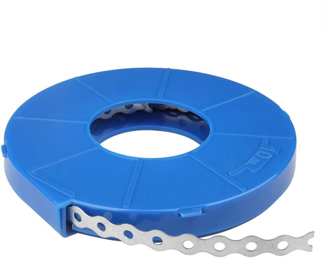 32 Ft Perforated Metal Pipe Hanger Straps with Hole, Plumber Coil Strapping | 1/2" Width, Blue Bright