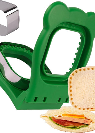 Uncrustables Sandwich Maker Sealer Cutter, Crustless Sandwich Cutter, PB&J Uncrustable Maker - Color Green, Square Shape