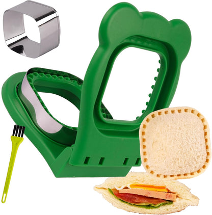 Uncrustables Sandwich Maker Sealer Cutter, Crustless Sandwich Cutter, PB&amp;J Uncrustable Maker - Color Green, Square Shape