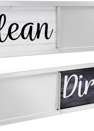 Dishwasher Magnet Clean Dirty Sign, Clean Dirty Magnet for Dishwasher, Rustic Farmhouse Kitchen Decor, Magnetic Dish Washer Sign Indicator, Sliding Rustic Dish Washer Signs, Black & White Wood